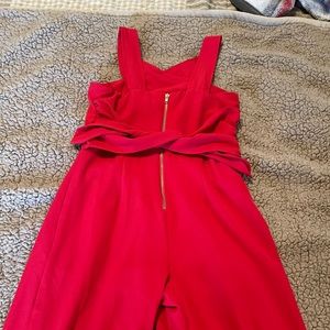Red one piece pants jump suit